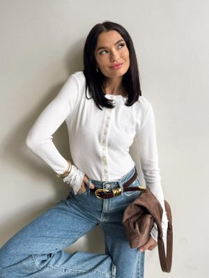 Calla Ribbed Top in White
